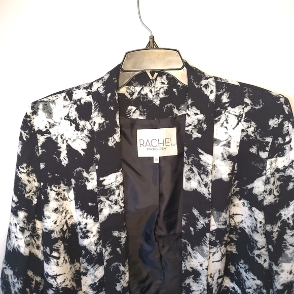 Rachel Roy Black Marblized Print Open Front Blazer - Picture 2 of 8